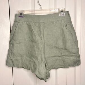 Abercrombie & Fitch Shorts Womens Large High Rise Chino 3.5" Inseam Linen Green‎